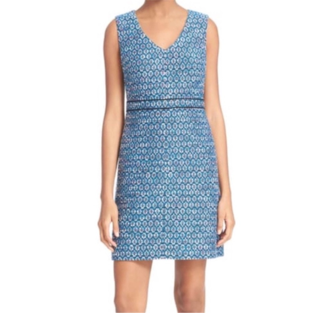 DIANE von FURSTENBERG Leelou Tweedy Sleeveless Sheath Dress, Atlantis Blue Multi